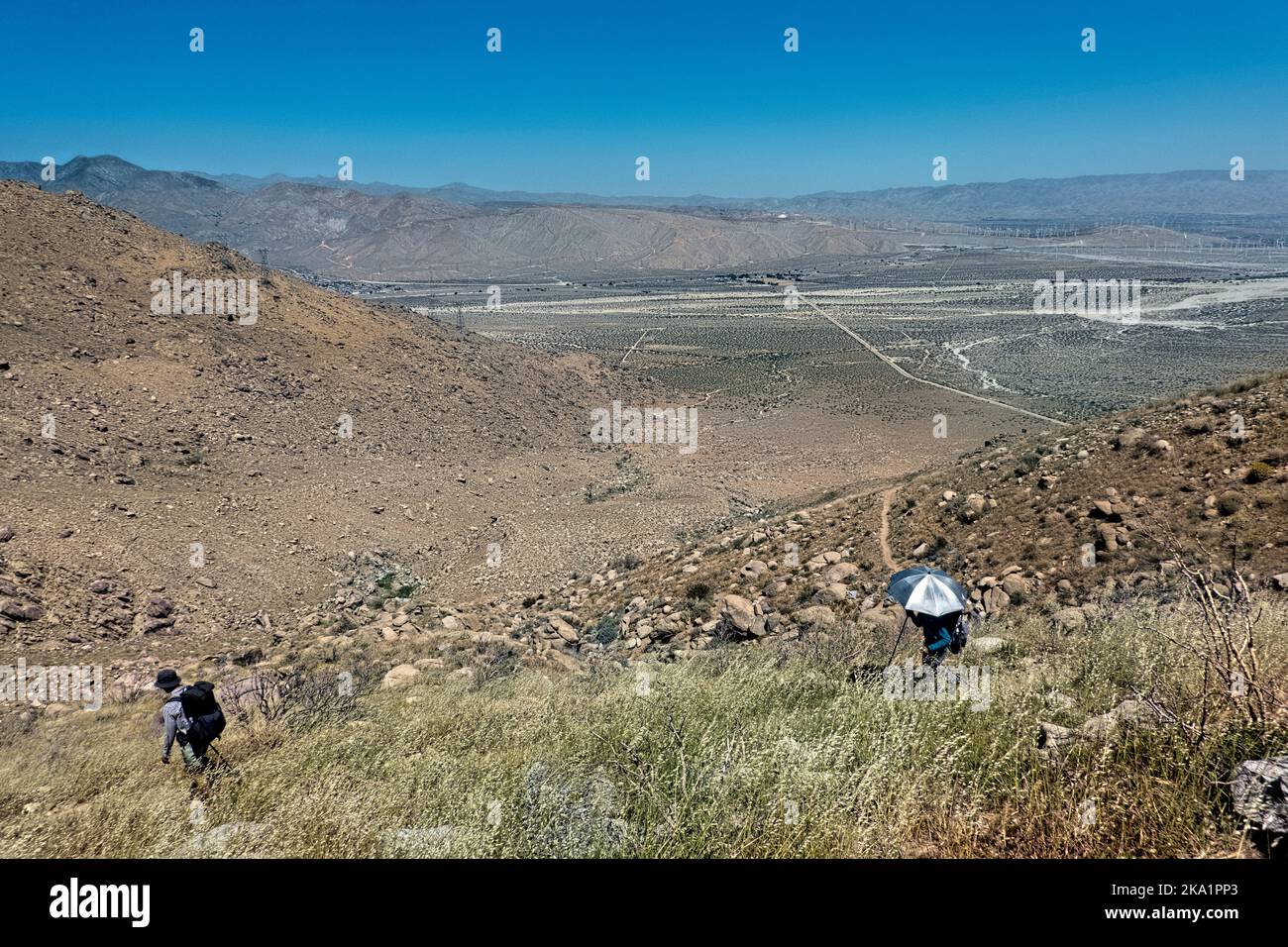 Abfahrt zur Interstate 10 auf dem Pacific Crest Trail, Palm Springs, Kalifornien, USA Stockfoto