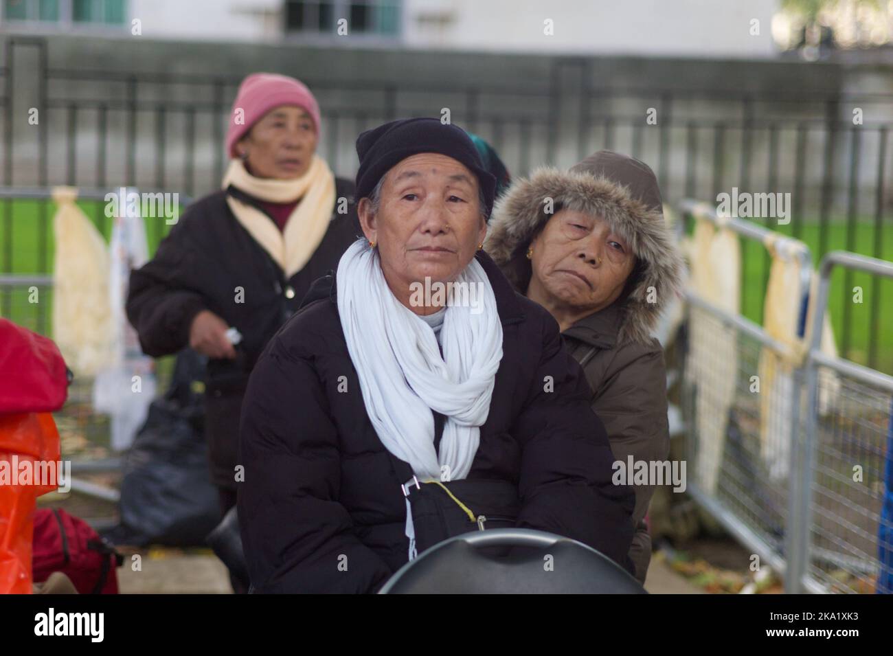 Gyanraj Rai trat am 7. 2013. November aus Protest gegen die Behandlung von Gurkhas durch die britische Regierung, Whitehall London, in einen Hungerstreik bis zum Tod. Stockfoto