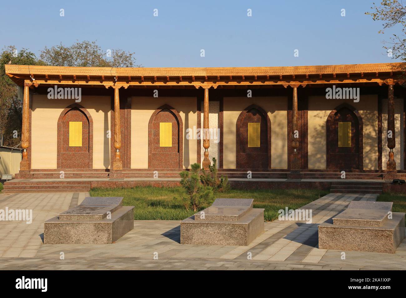 Platz der Erinnerung und Ehre, Straße Amir Timur, Dishon Kala (äußere Festung), Khiva, Provinz Khorezm, Usbekistan, Zentralasien Stockfoto