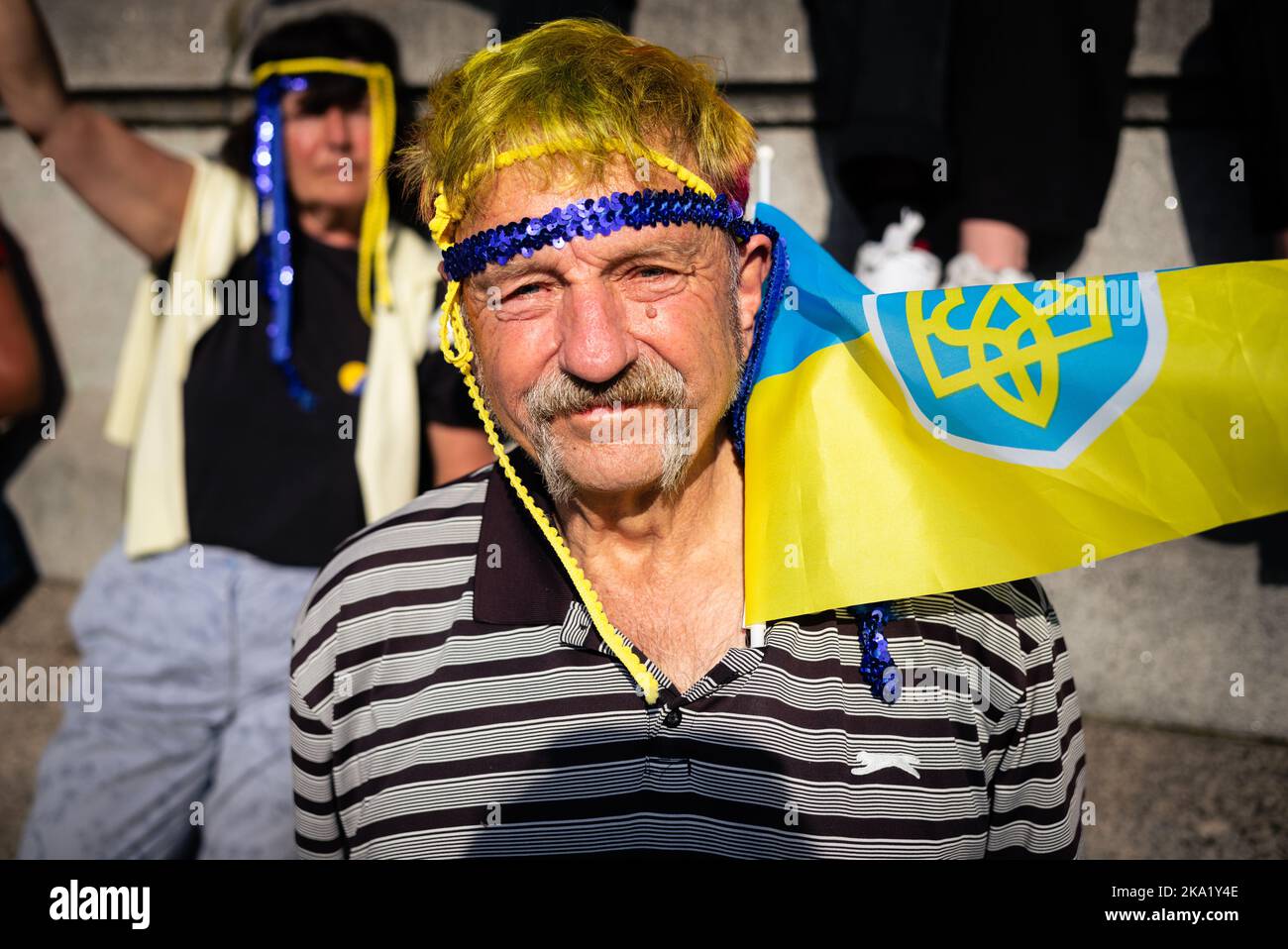 London, Großbritannien. 26. März 2022. Demonstration gegen die russische Invasion der Ukraine im Zentrum von London. Stockfoto