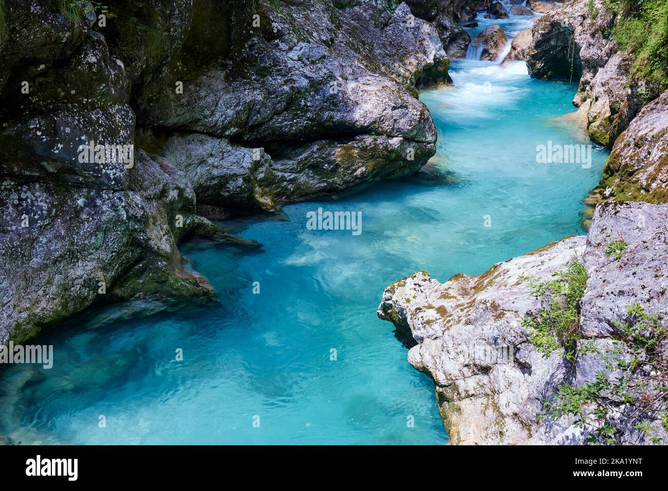 Einer der letzten wilden Flüsse Europas, der Soca Stockfoto