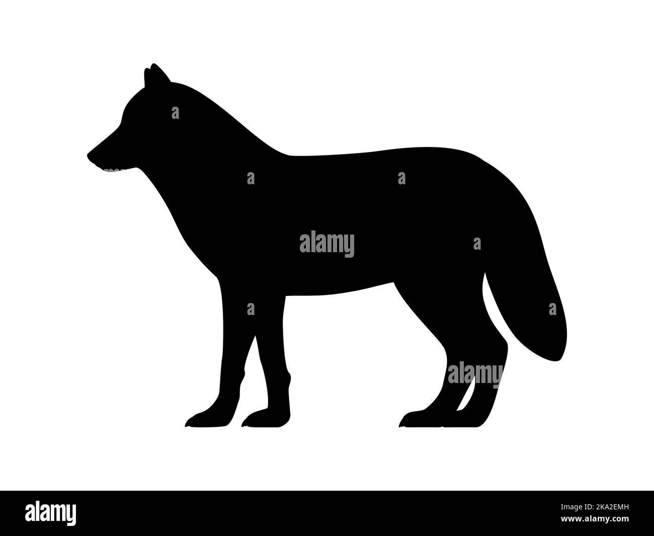 Silhouette des arktischen Wolfes. Vektor-Illustration schwarz Silhouette polar weiß arktischen Wolf isoliert auf weiß. Protokoll-Symbol, Seitenansicht. Stock Vektor