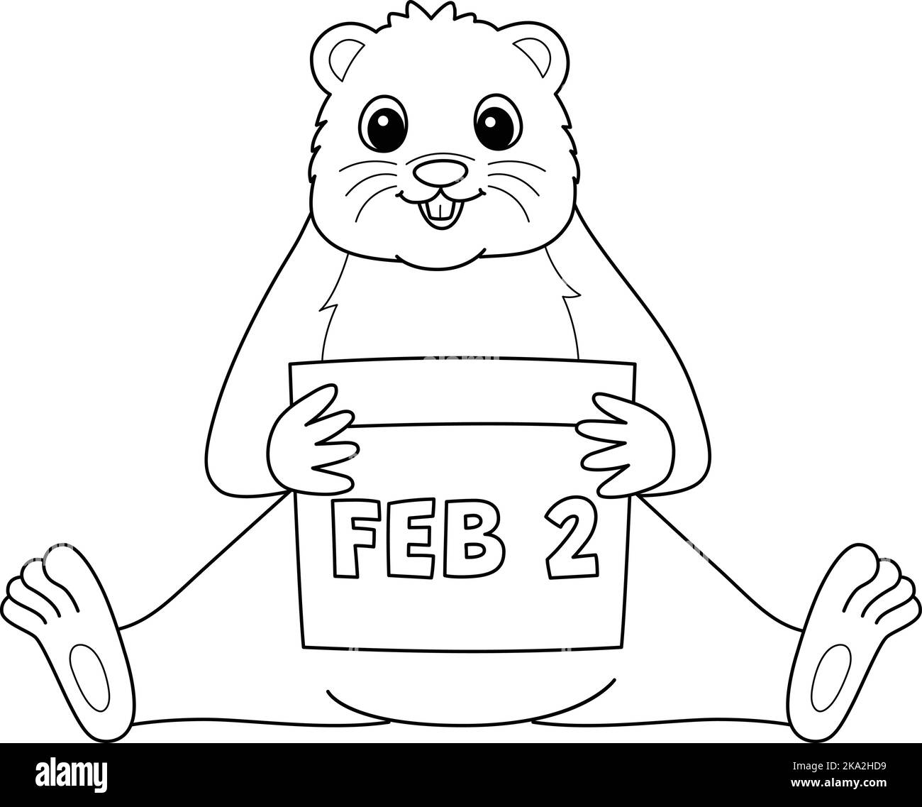 Murmeltier Holding Kalender Isolierte Färbung Stock Vektor