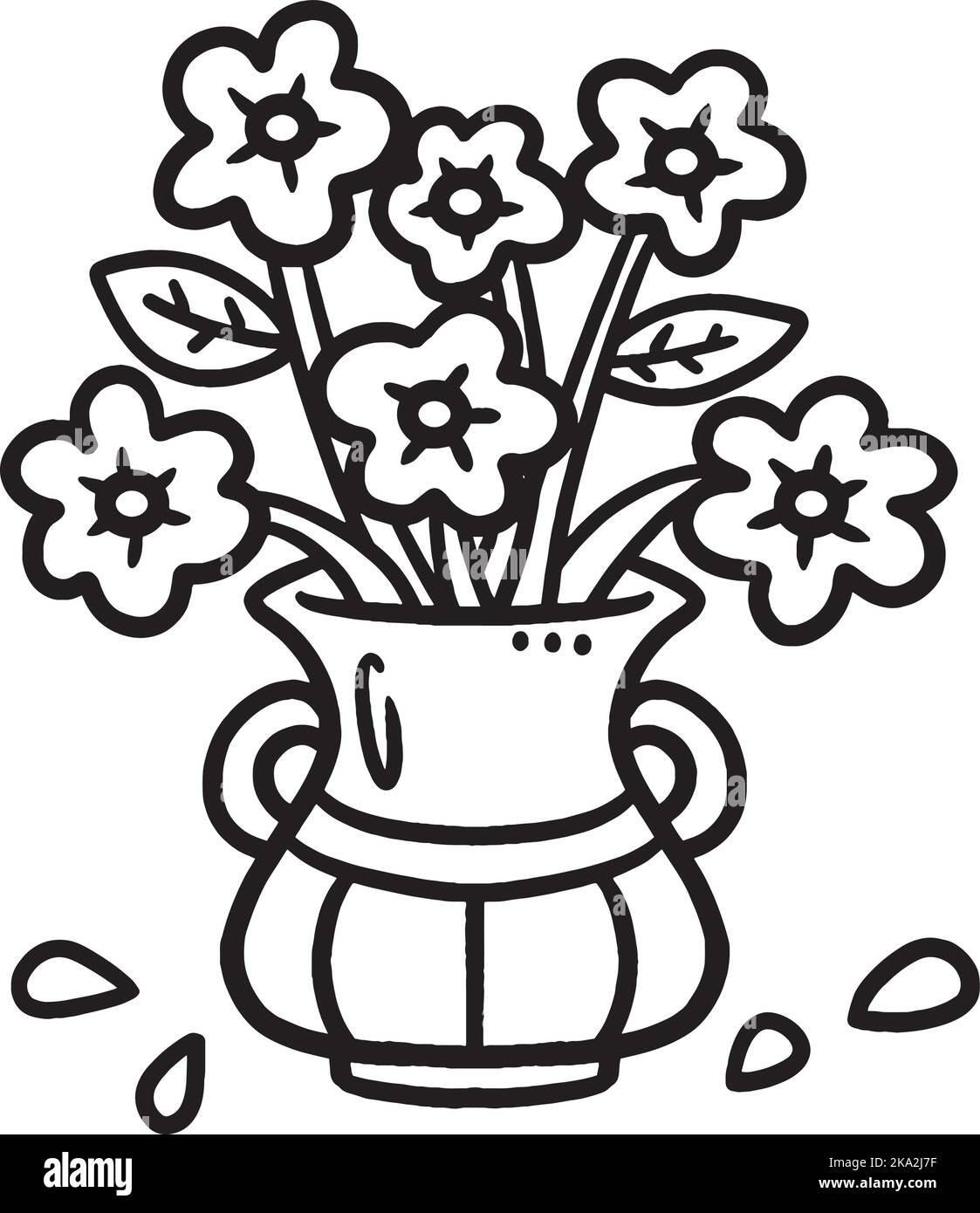 Blumenvase isolierte Malvorlagen für Kinder Stock Vektor