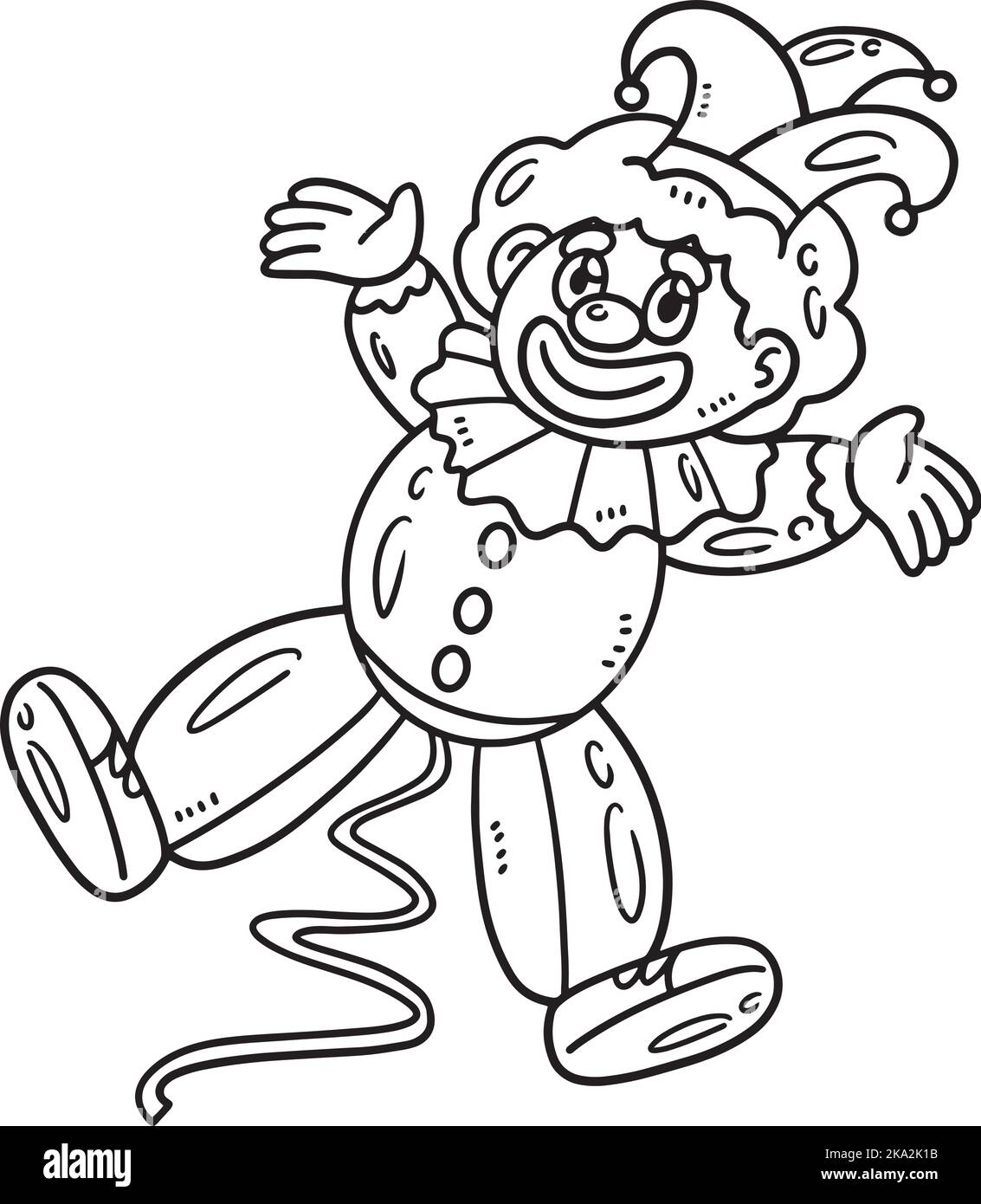 Mardi Gras Clown Ballon Isolierte Färbung Stock Vektor