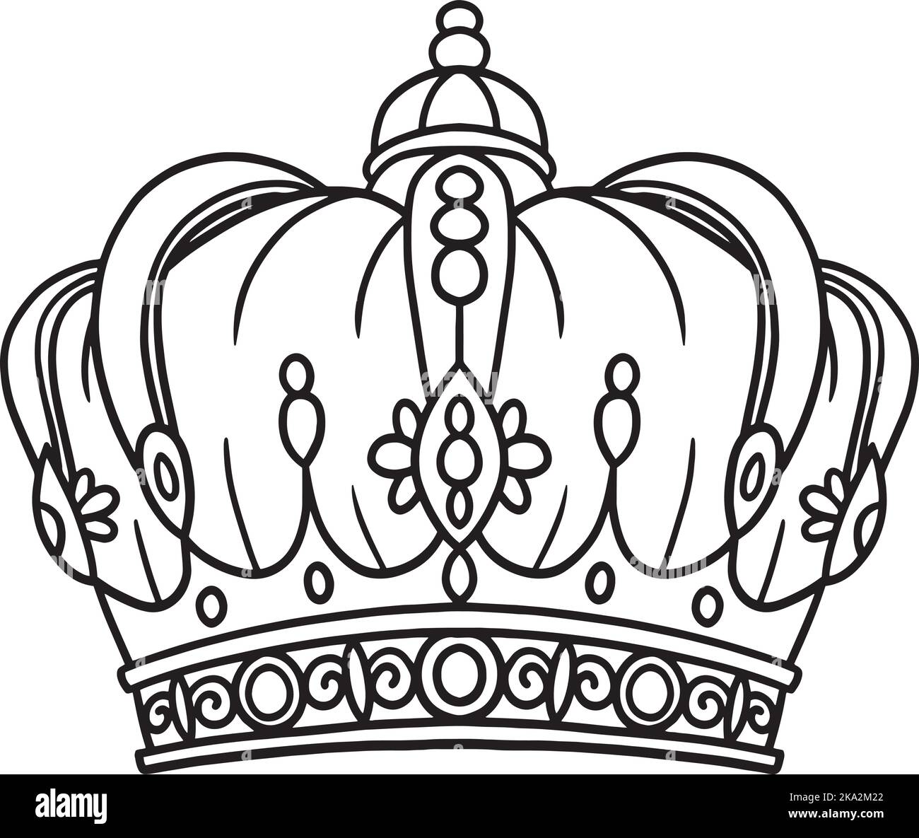 Mardi Gras King Crown Isolated Coloring Page Stock Vektor