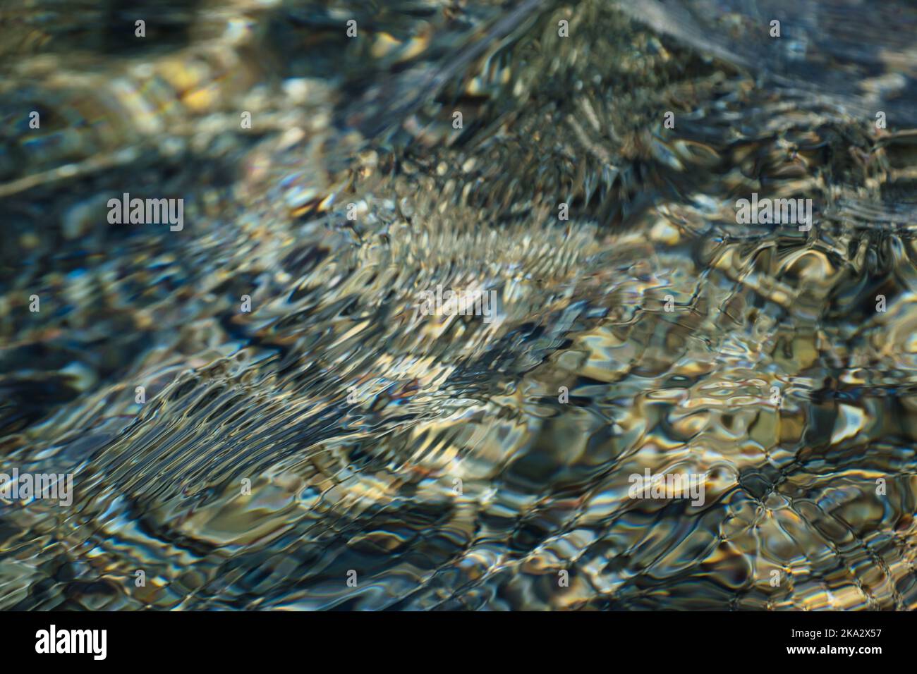 Abstrakter Hintergrund, Blick auf das durch den Wasserfluss verformte Vorland Stockfoto