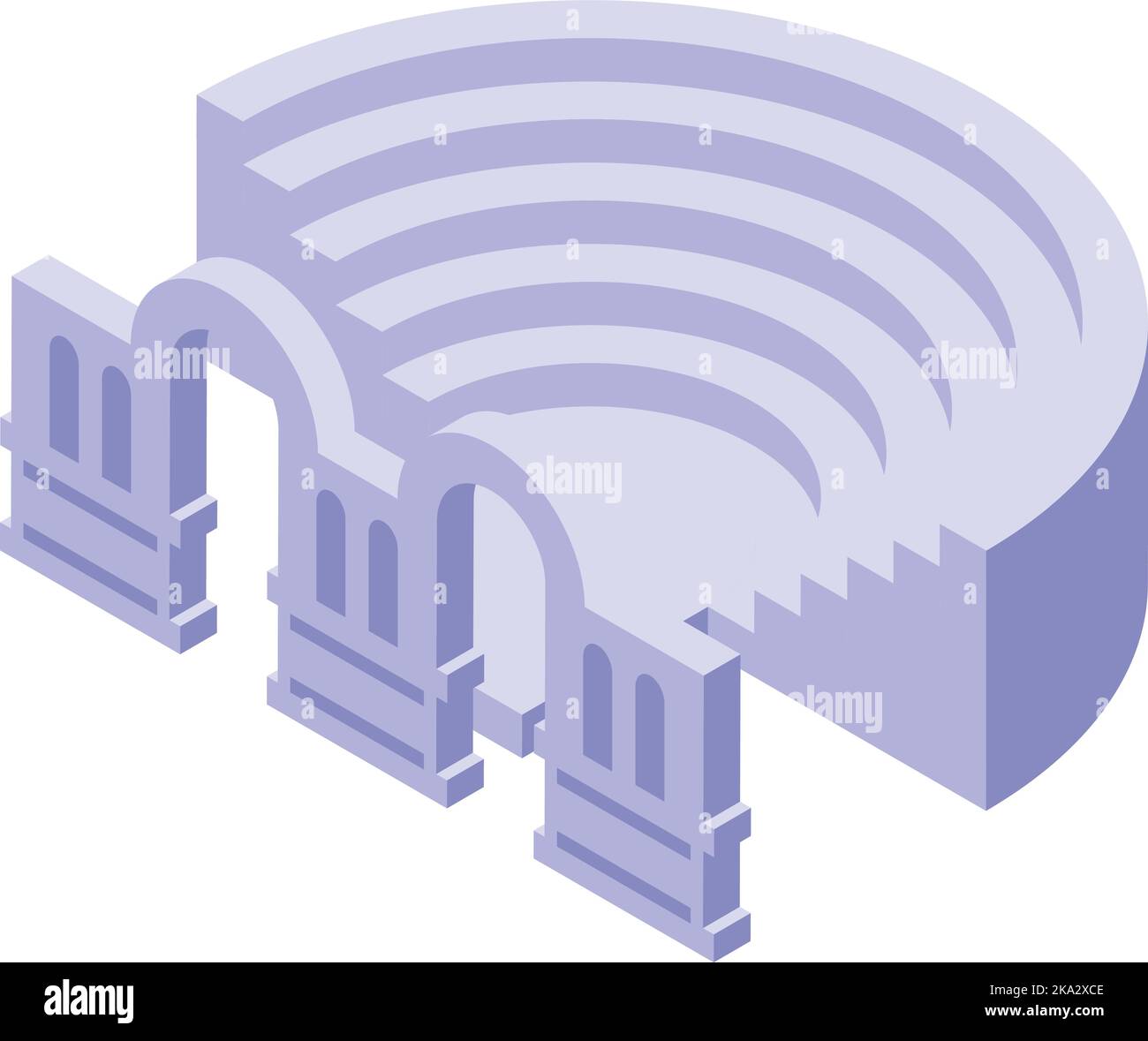 Isometrischer Vektor des Amphitheatre-Symbols. Städteregfahrt. Tourismusland Stock Vektor