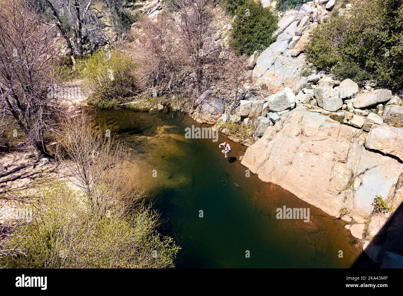 Tauchen in Deep Creek, Pacific Crest Trail, Heperia, Kalifornien, USA Stockfoto