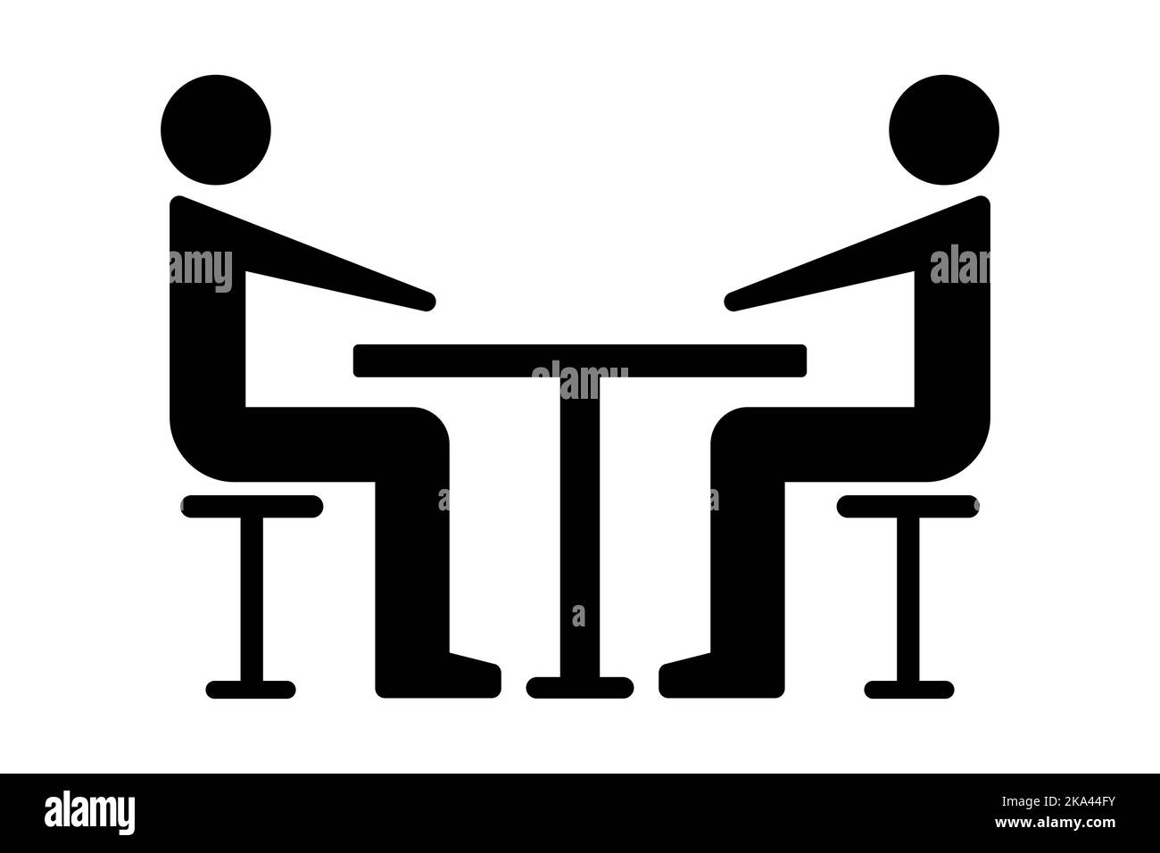 Zwei Personen sitzen an einem Tisch Symbol. Team, Partner, Umgang, Essen. Vektorgrafik Stock Vektor