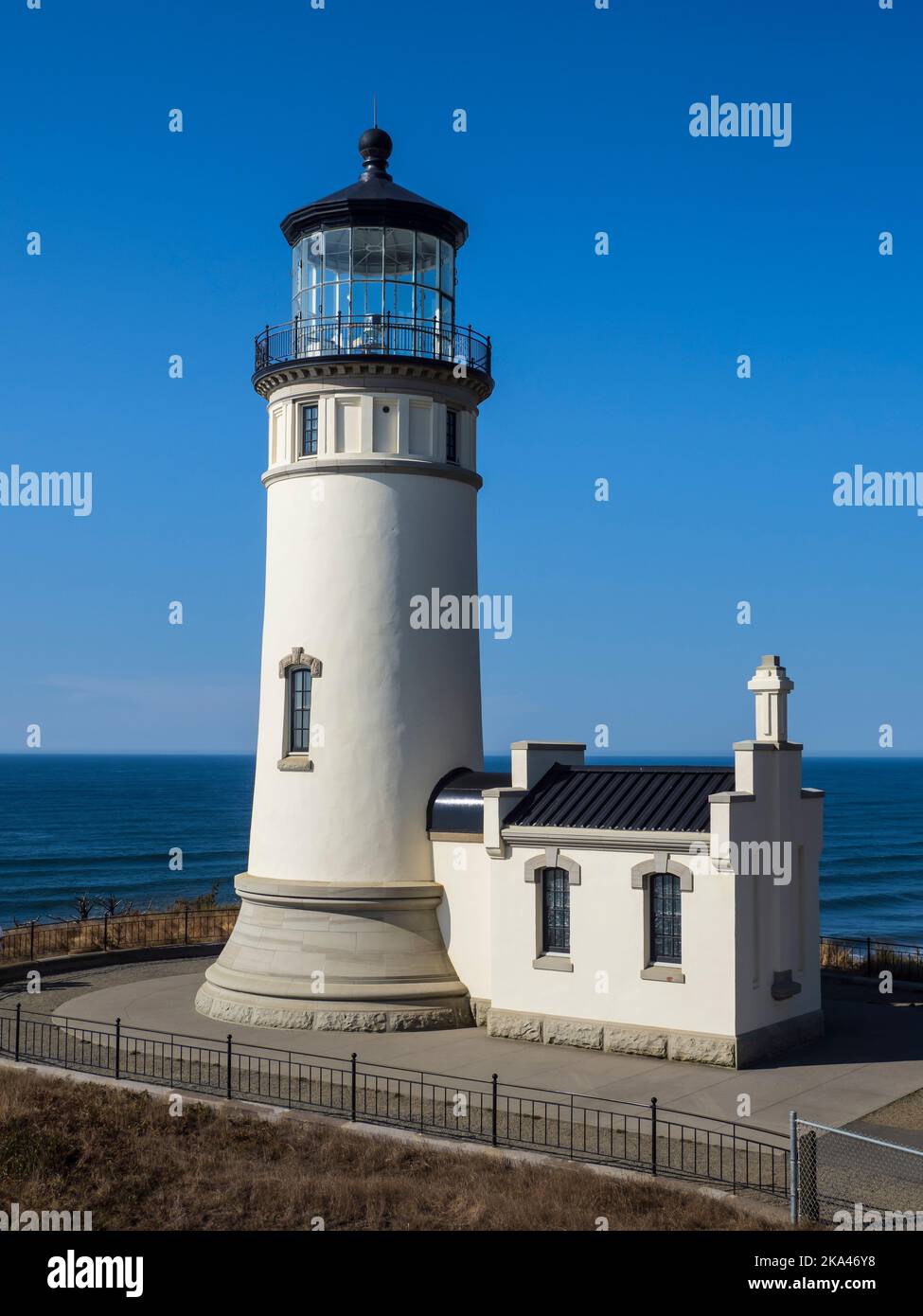 North Head Lighthouse, Cape Disappointment State Park in der Nähe von Ilwaco, Washington. Stockfoto