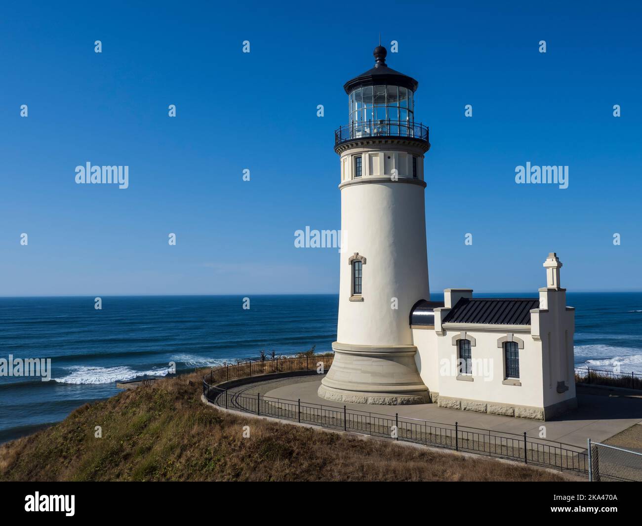 North Head Lighthouse, Cape Disappointment State Park in der Nähe von Ilwaco, Washington. Stockfoto
