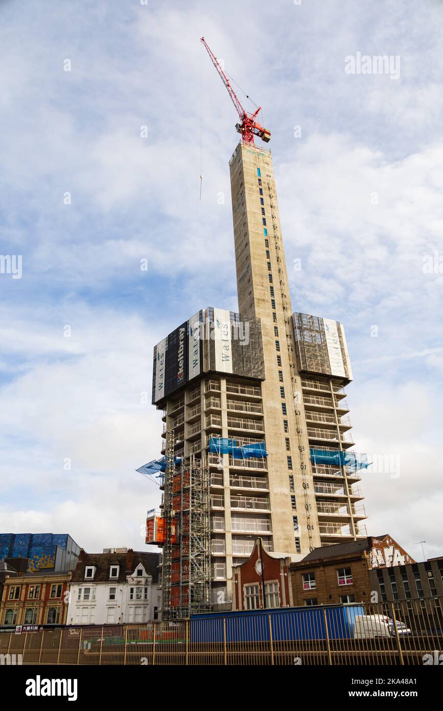 Bau des Essex Street Tower durch Wates Construction auf der Essex St, Birmingham, Warwickshire, West Midlands, England. Stockfoto