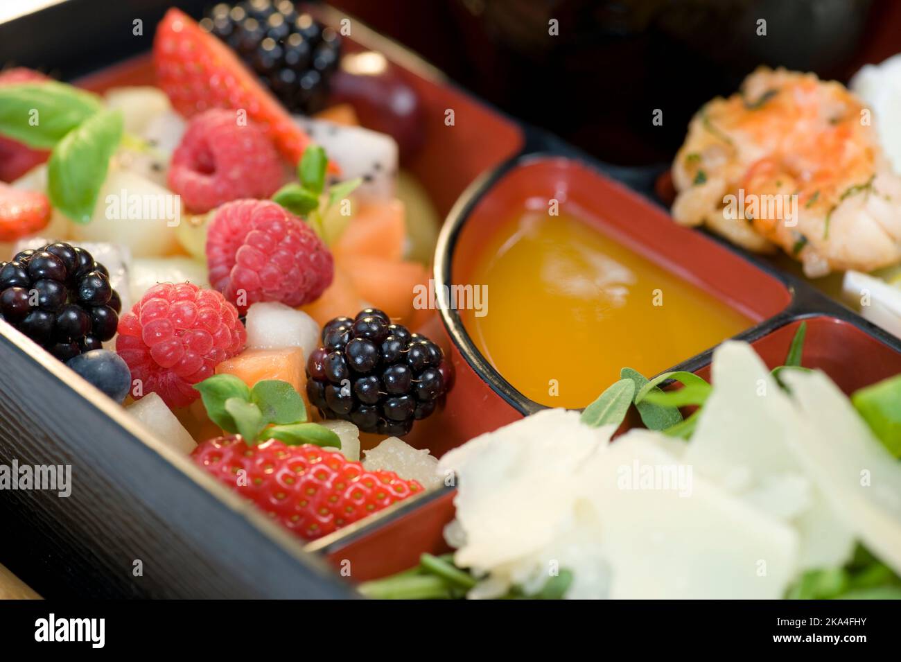 Lunchbox im Hotel Stockfoto