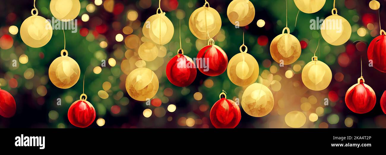 Weihnachten Hintergrund. Bunte Dekoration Kugeln, Kugeln, Ornamente, leichte Girlande Stockfoto
