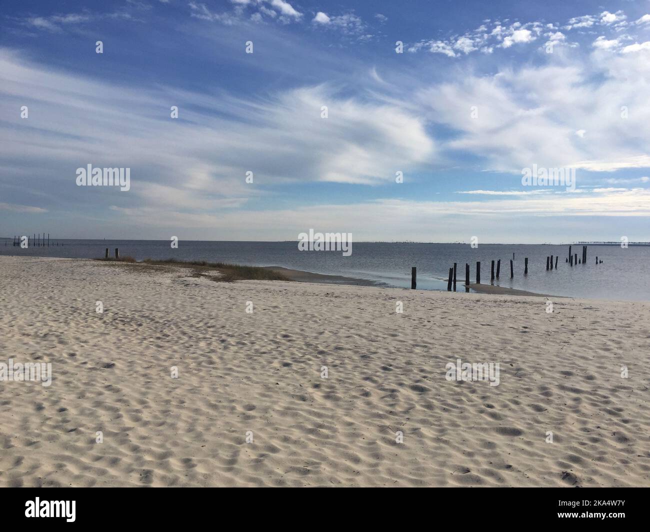 Leerer Strand, Ocean Springs, Mississippi, USA Stockfoto