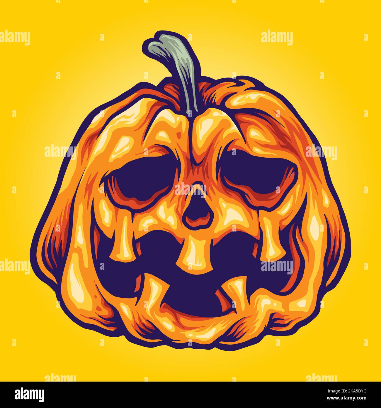 Lächelnder Kürbis halloween geschnitzte Illustration Vektor Illustrationen für Ihre Arbeit Logo, Merchandise T-Shirt, Aufkleber und Label-Designs, Poster Stock Vektor