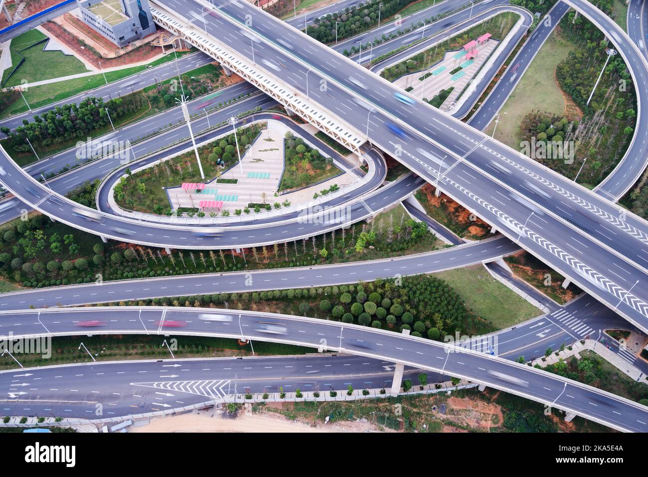 Stadt Autobahn Interchange in Shanghai auf Traffic rush hour Stockfoto