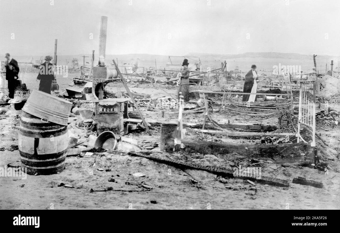 Ruinen der Kolonie Ludlow in der Nähe von Trinidad, Colorado, nach einem Angriff der Nationalgarde von Colorado. Stockfoto