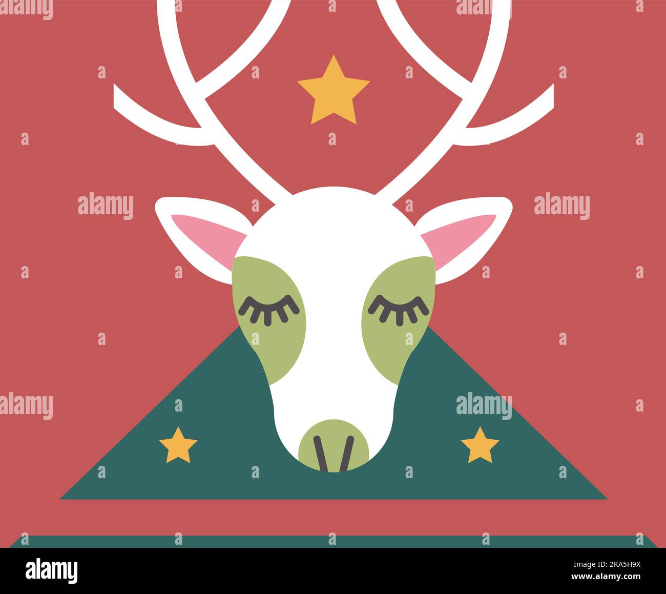 Weihnachtssymbol, Hirsch mit Geweih und Sternen Stock Vektor