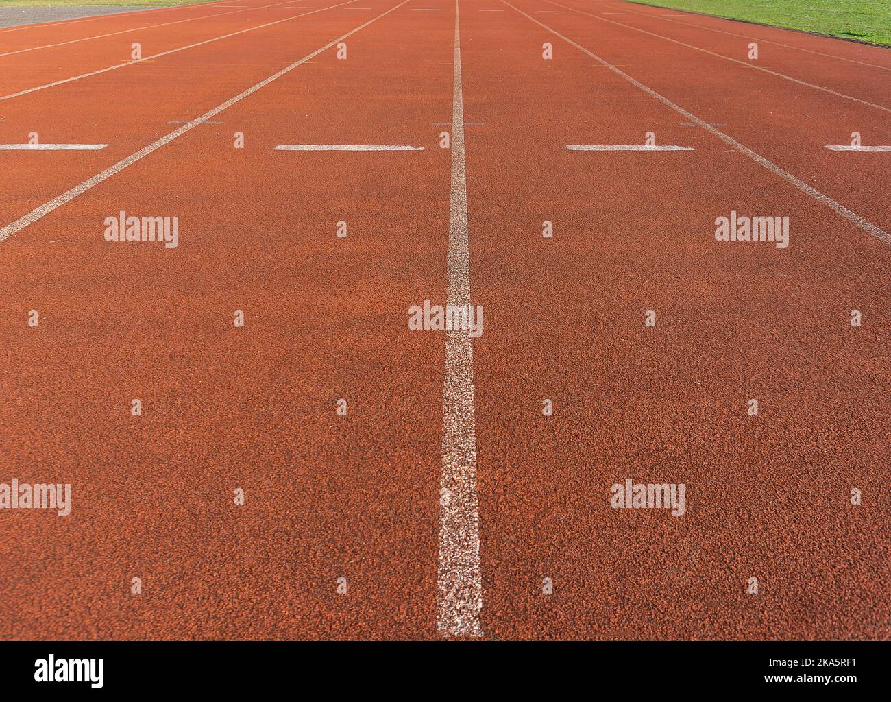 Gerade Laufstrecke im Stadion keine Menschen Stockfoto