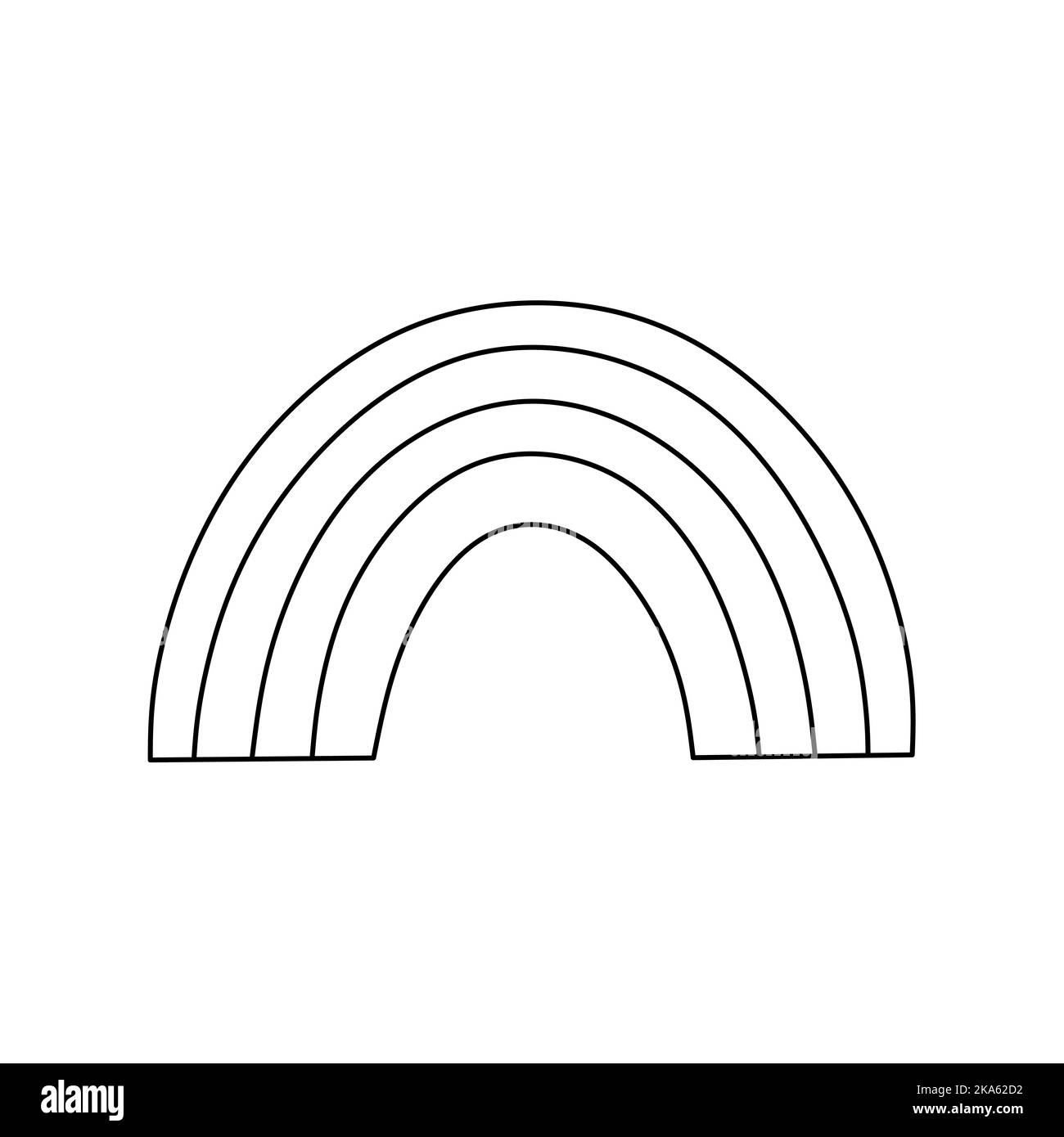 Niedlicher Regenbogen isoliert auf weißem Hintergrund. Vektor-handgezeichnete Illustration im Doodle-Stil. Perfekt für Dekorationen, Logo, verschiedene Designs. Stock Vektor