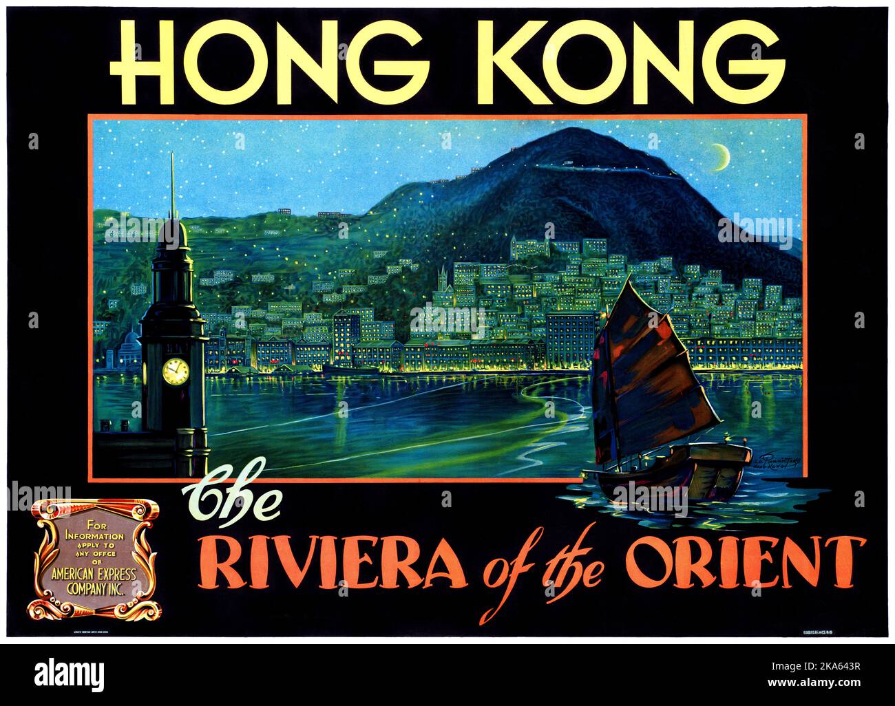 Hongkong. Die Riviera des Orients von S.D. Panaiotaky (Daten unbekannt). Poster veröffentlicht im Jahr 1930. Stockfoto