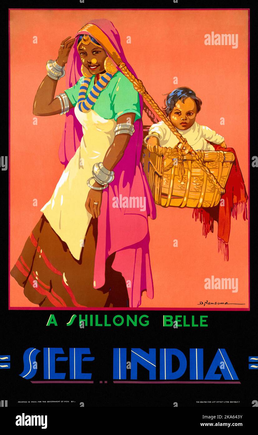 Eine Shillong Belle. Siehe Indien von Dorothy Newsome (1900-1980). Poster veröffentlicht im Jahr 1935. Stockfoto
