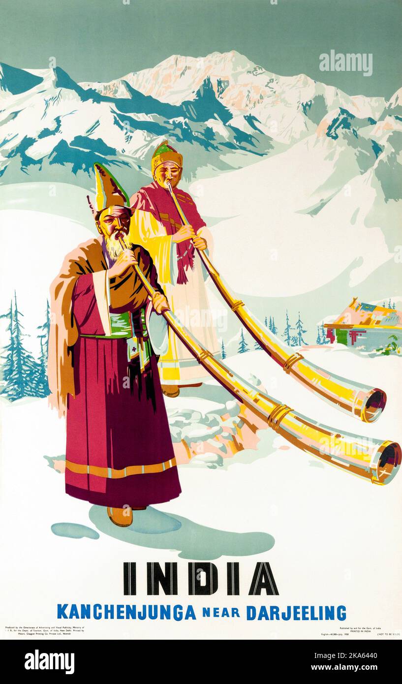 Indien. Kanchenzöngja In Der Nähe Von Darjeeling. Künstler unbekannt. Poster veröffentlicht im Jahr 1958. Stockfoto