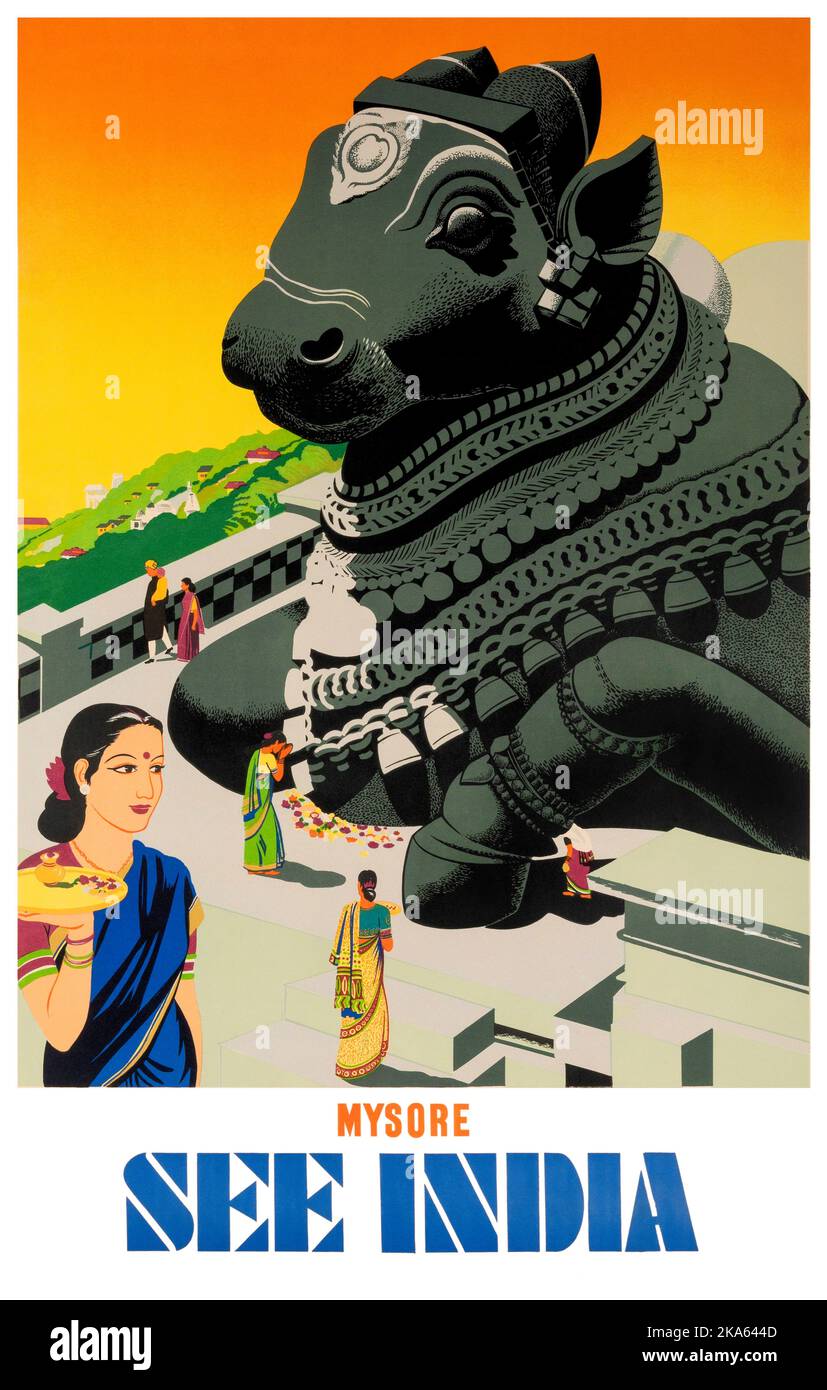 Mysore. Siehe Indien. Künstler unbekannt. Poster veröffentlicht im Jahr 1950. Stockfoto