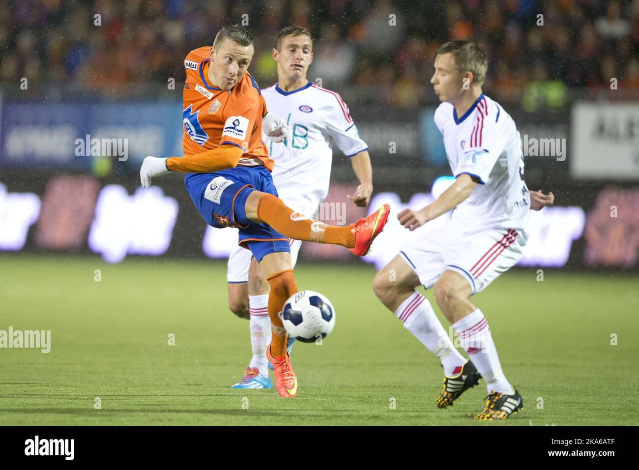 Fredrik Ulvestad von Aalesund dreht im Ligaspiel zwischen Aalesund und Valerenga im Colour Line Stadium. Stockfoto