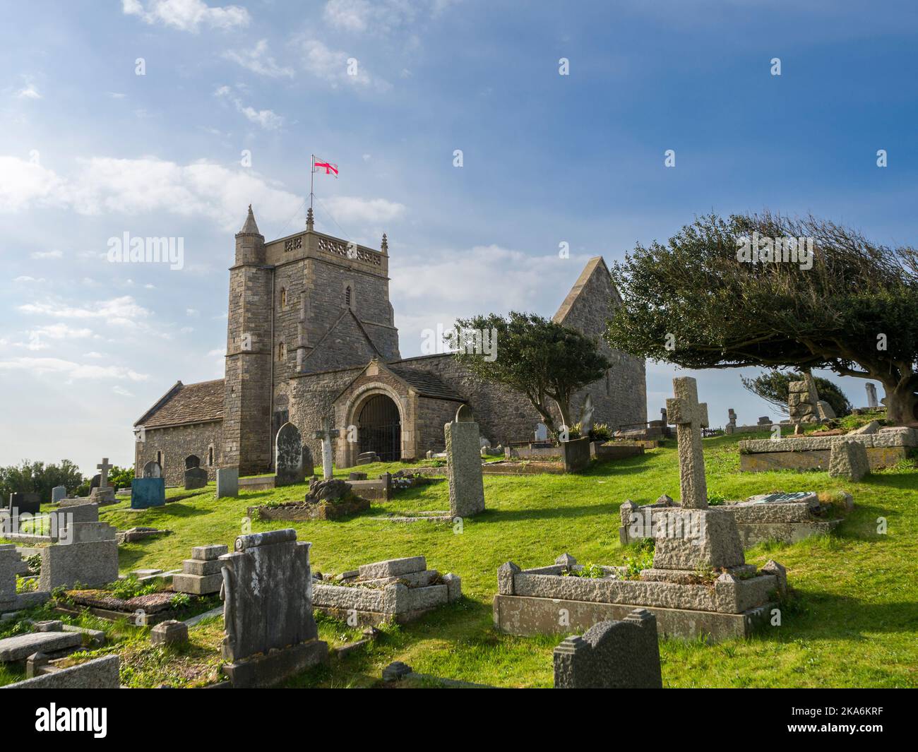 Die alte Kirche von St. Nicholk in Uphill, Weston-super-Mare, North Somerset, England. Stockfoto