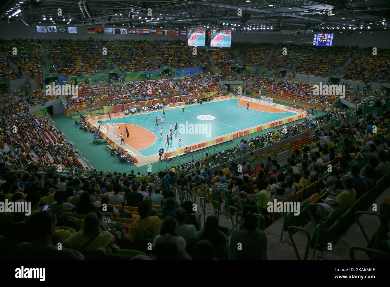 RIO DE JANEIRO, BRASILIEN 20160808. Olympische Sommerspiele in Rio 2016. Handball Frauen Norwegen - Spanien. Norwegen besiegte Spanien 24-27 in der Future Arena während der Olympischen Spiele in Rio de Janeiro Montag Foto: Cornelius Poppe / NTB scanpix Stockfoto