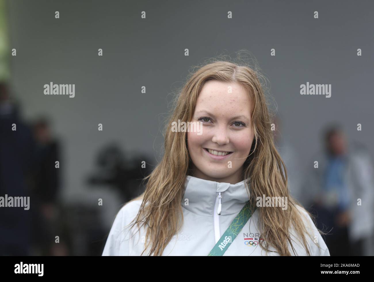 Rio de Janeiro, Brasilien 20160810. Sommerolympiade in Rio 2016 Pressekonferenz.der norwegische Sportschütze Malin Westerheim. Foto: Vidar Ruud / NTB scanpix Stockfoto