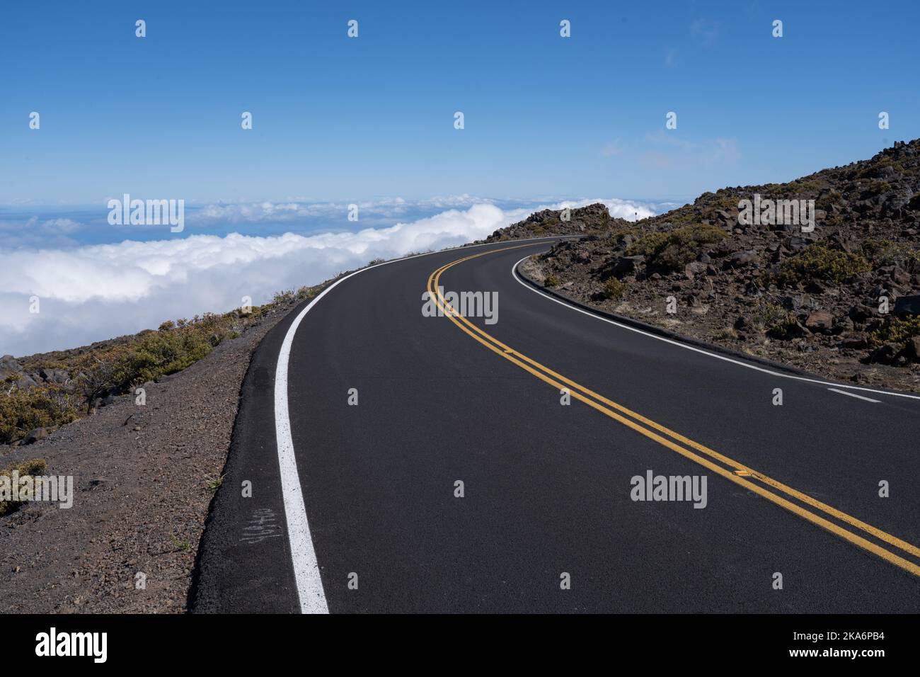 Straße zum Vulkan Haleakala Wanderung auf Maui Hawaii Stockfoto