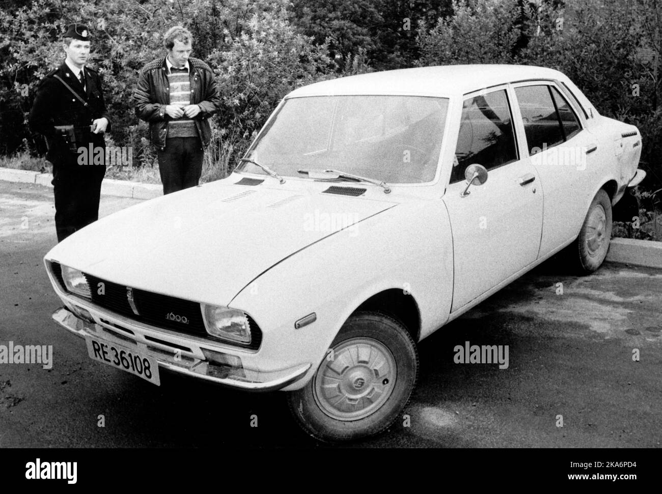 Das Bild zeigt das Auto, das von der israelischen Gruppe benutzt wurde, als Ahmed Bouchiki in Lillehammer 1973 getötet wurde. Foto: SCANPIX Arkiv: NTB Stockfoto