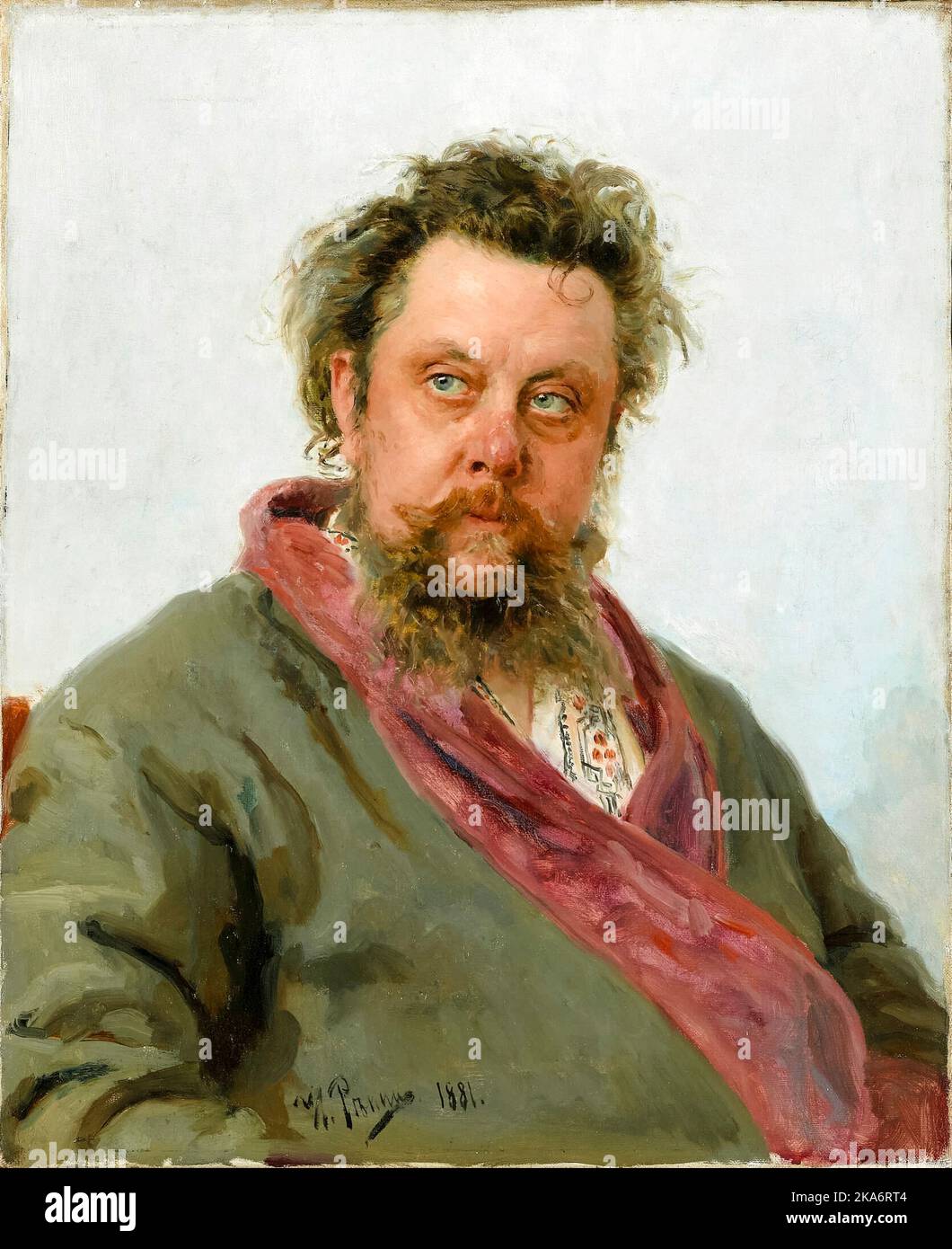 Modest Petrowitsch Mussorgsky (1839-1881), russischer Komponist, Ölporträt auf Leinwand von Ilya Repin, 1881 Stockfoto