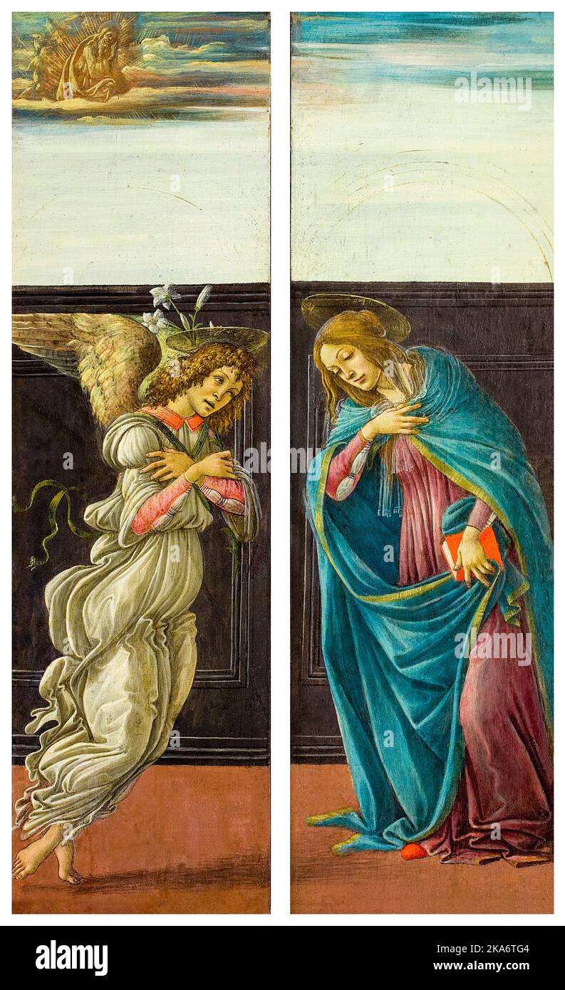 Sandro Botticelli, die Verkündigung, Malerei in Tempera auf Leinwand, 1490 Stockfoto