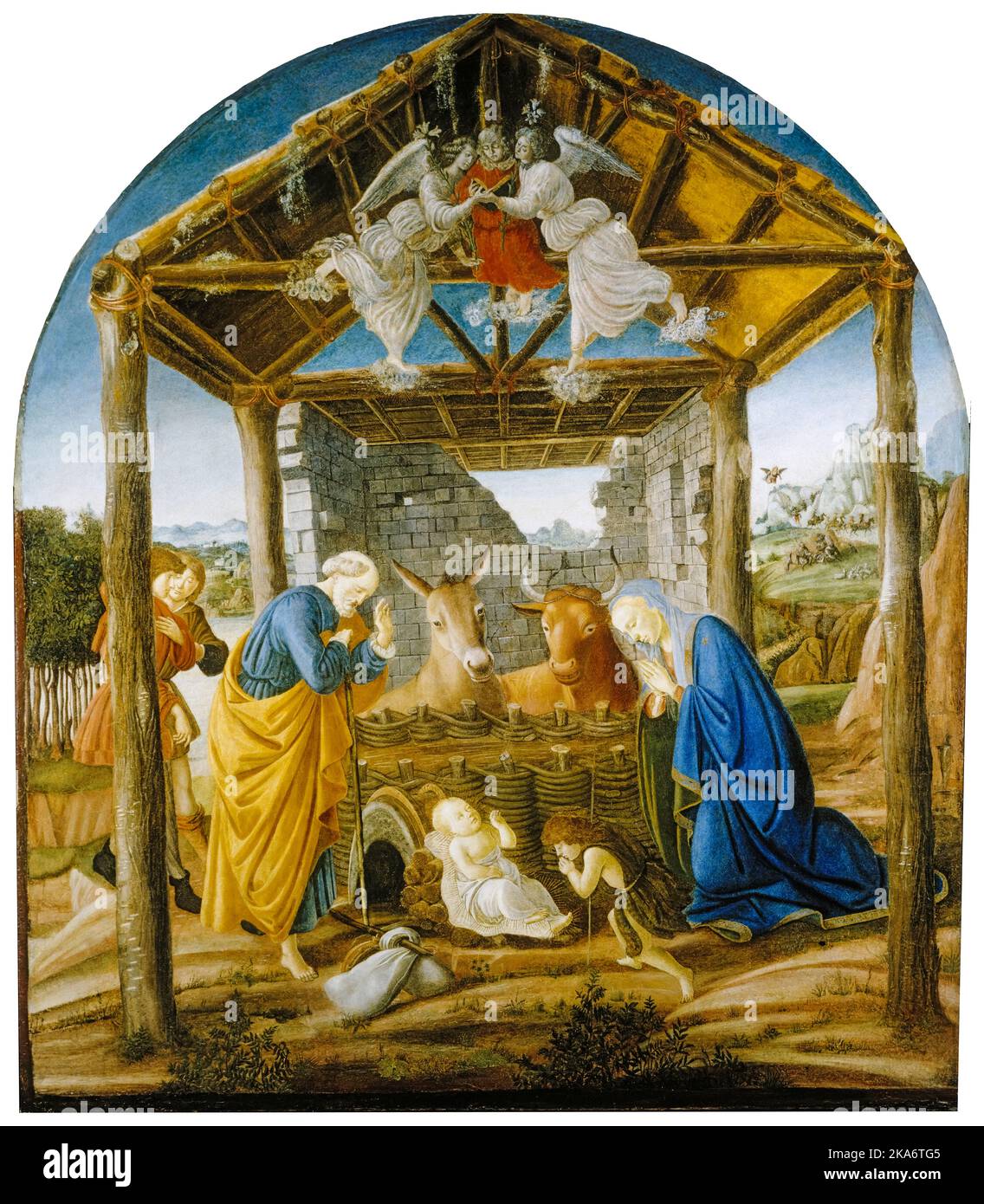 Sandro Botticelli, die Geburt Christi, auf Leinwand übertragene Freskenmalerei, 1473-1475 Stockfoto