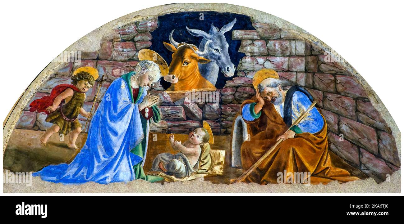 Sandro Botticelli, die Geburt Christi, Freskenmalerei, 1476-1477 Stockfoto