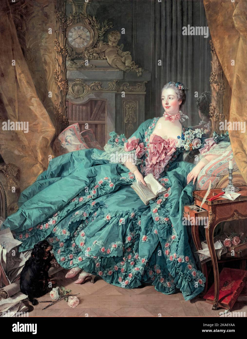 Madame de Pompadour (Jeanne Antoinette Poisson, 1721-1764), Porträt in Öl auf Leinwand von François Boucher, 1756-1758 Stockfoto
