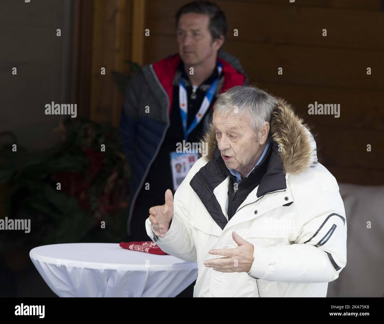 Seefeld, Österreich 20190226. FIS-Präsident Gian Franco Kasper, während der Skisprungmanninnen im FIS Nordic World Ski Campionship 2019 in Seefeld. Foto: Terje Pedersen / NTB scanpi Stockfoto