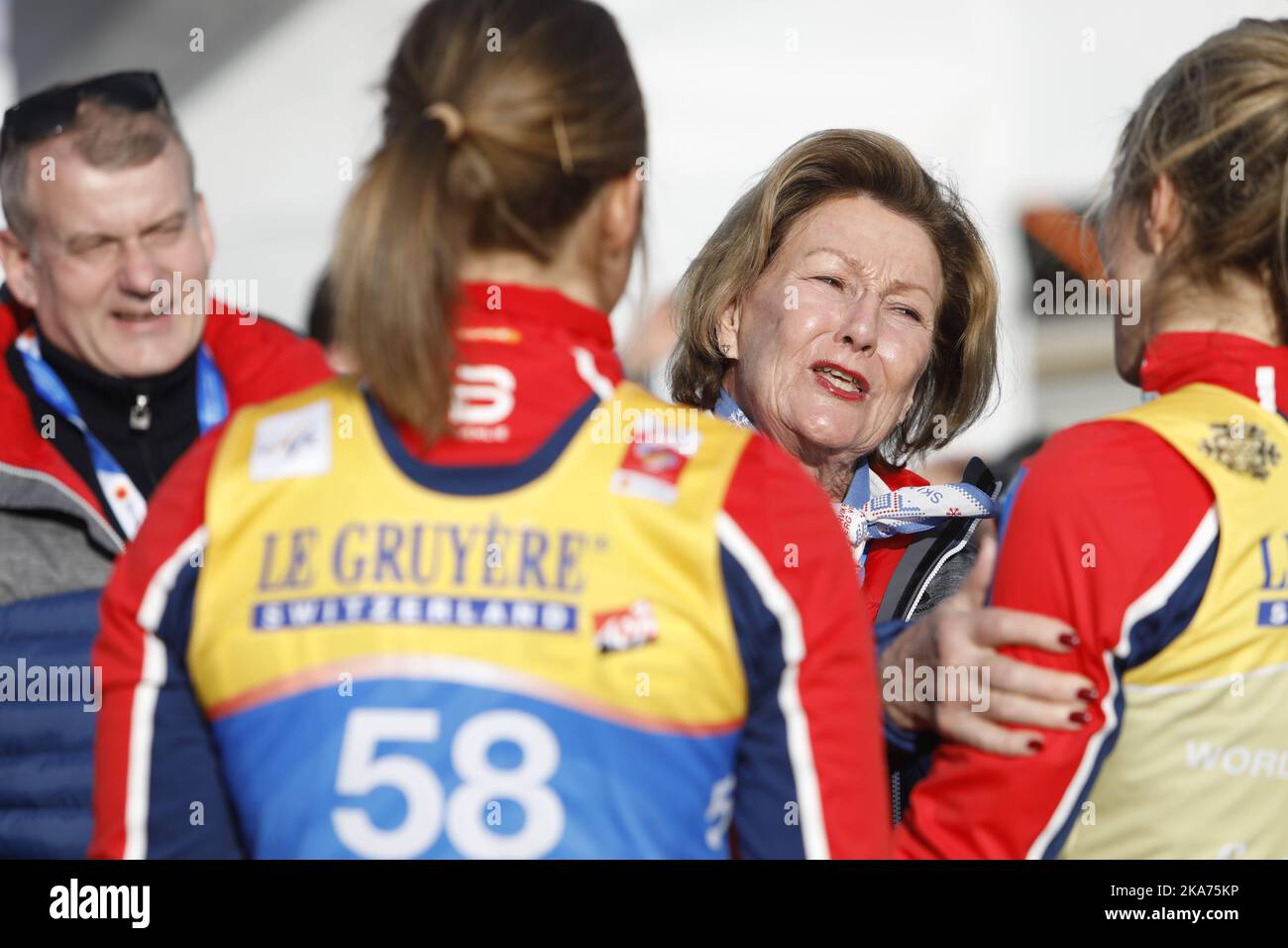Seefeld, Österreich 20190226. Königin Sonja war während der Weltmeisterschaft in Seefeld 2019 beim 10 km Langlaufen für Frauen anwesend. Foto: Tore Meek / NTB scanpi Stockfoto