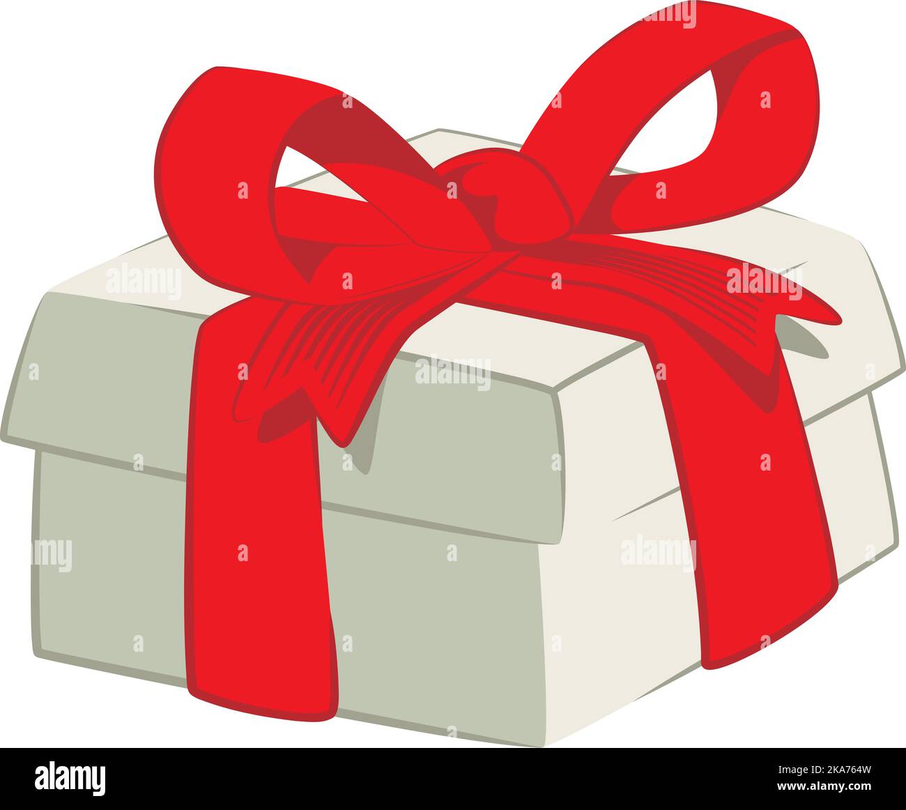 Vektor-Illustration einer weißen Box mit einer roten Schleife. Stock Vektor