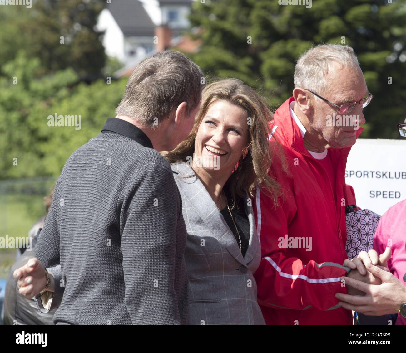 Nadderud, Norwegen 20190526. ViVil-Lekene 2019. Prinzessin Märtha Louise ist am Sonntag im Nadderud-Stadion anwesend und begleitet die Teilnehmer mit großer Begeisterung. Paal Heidang (links) und Bjoerge Zahl erhielten Aufmerksamkeit für 40 Jahre Teilnahme. Foto: Terje Bendiksby / NTB scanpi Stockfoto