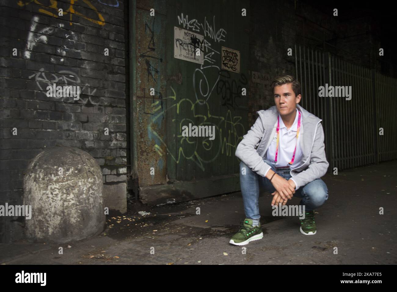 London, Großbritannien 20170805. Jakob Ingebrigtsen ist erstmals in London und wird am Sonntag an seiner ersten Leichtathletik-Weltmeisterschaft teilnehmen. Foto: Heiko Junge / NTB scanpix Stockfoto