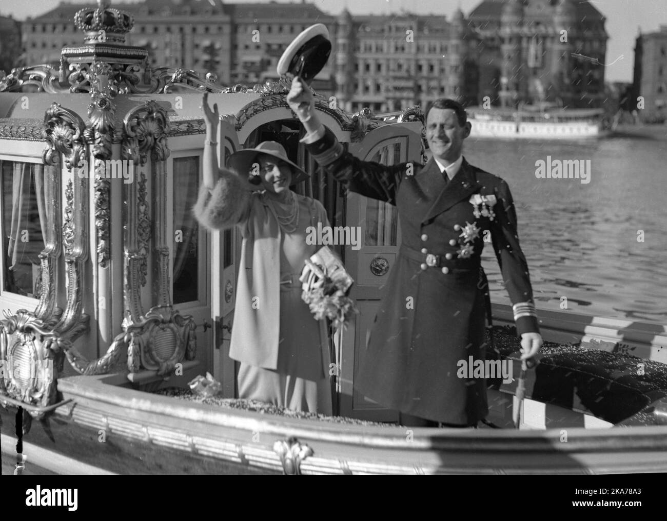 Stockholm 24. Mai 1935 - 1935-05-24 vor der Hochzeit von Prinzessin Ingrid mit Kronprinz Frederik von Dänemark, der später Königin Ingrid und König Frederik IX. Wurde Stockfoto