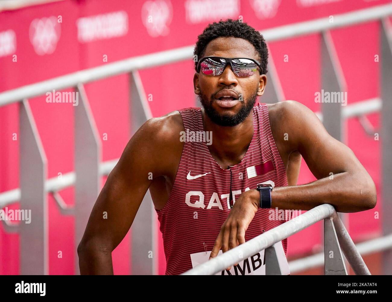 Tokio, Japan 20210730. Abderrahman Samba aus Katar nach Olympia-Qualifikation in den 400-Meter-Hürden in der Leichtathletik während der Olympischen Spiele in Tokio 2020. Foto: Lise Ã…serud / NTB Stockfoto