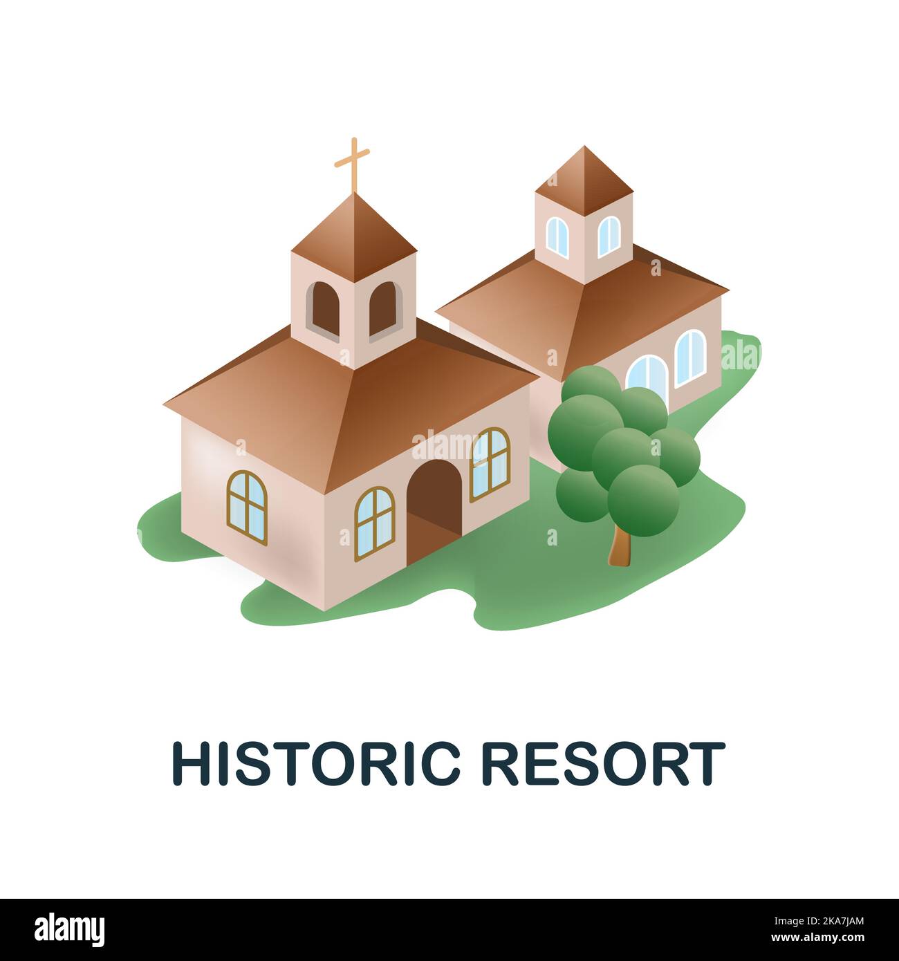 Historisches Resort-Symbol. 3D Illustration aus der Resorts Kollektion. Creative Historic Resort 3D Symbol für Webdesign, Vorlagen, Infografiken und mehr Stock Vektor