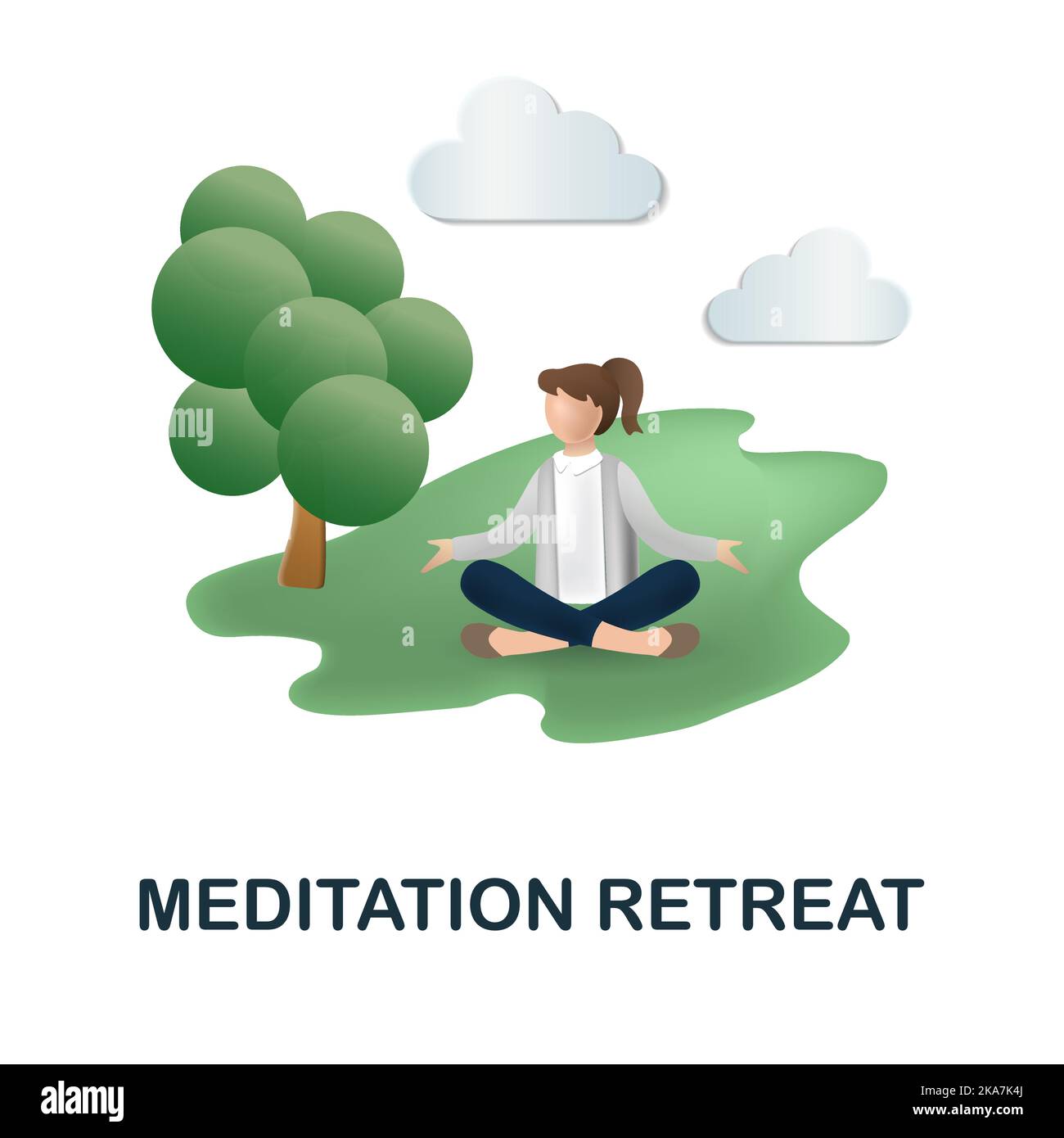 Symbol für Meditationsrückzugsort. 3D Illustration aus der Resorts Kollektion. Creative Meditation Retreat 3D Symbol für Webdesign, Vorlagen, Infografiken und mehr Stock Vektor